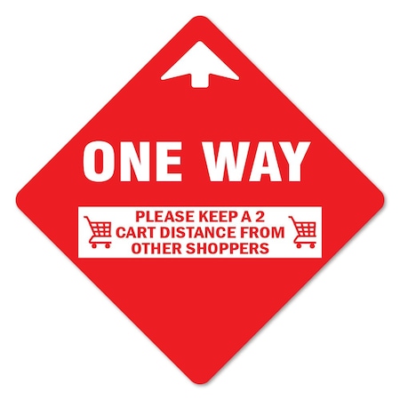 Signmission One Way Arrow 2 Cart Distance Non-Slip Floor Graphic, 6PK, 7 in L, 7 in H, FD-X-7-6PK-99982 FD-X-7-6PK-99982
